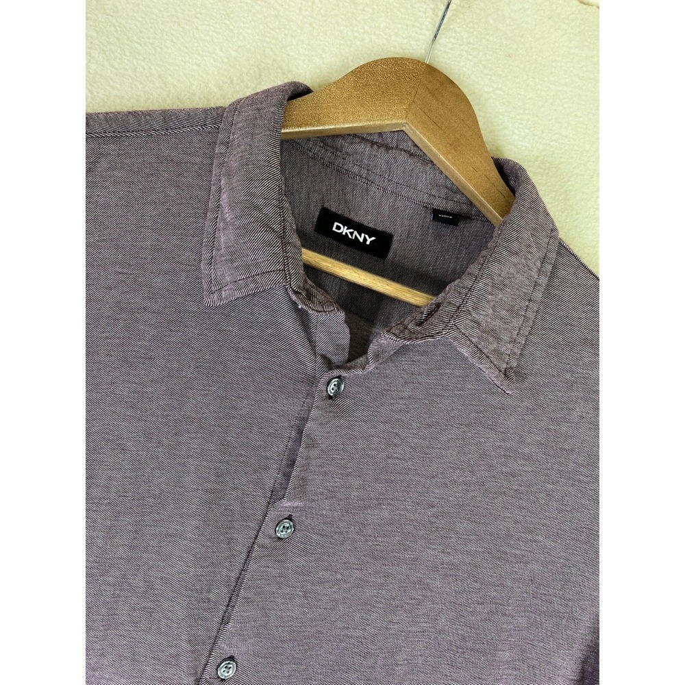 DKNY Shirt Men's Large Purple Heather Button Up Long SLeeve Cotton Casual